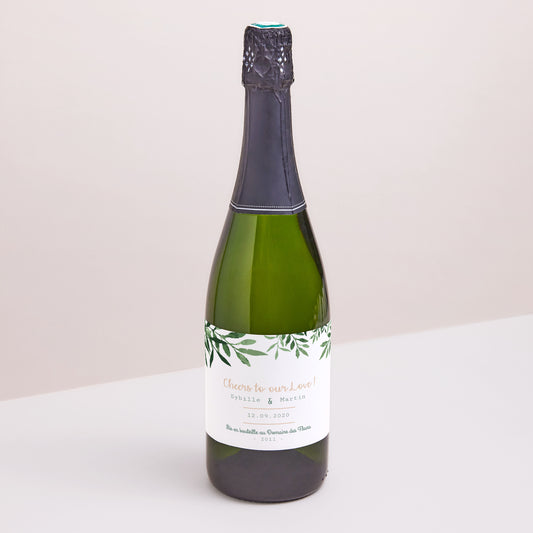 Flaschenetikett Hochzeit Landschaft Pflanzlich foto