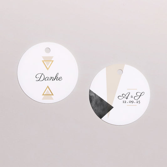 Vorgelochtes Etikett Hochzeit Runde Mineralien foto