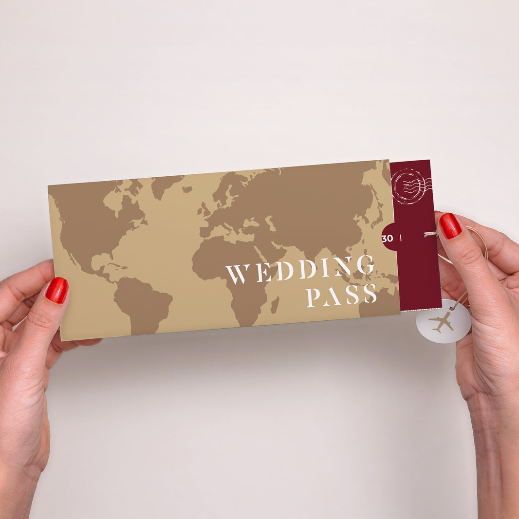 Einladungskarte Hochzeit Mappe 2 Karten, Etikett Wedding Pass foto N° 2