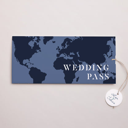 Einladungskarte Hochzeit Mappe 2 Karten, Etikett Blue Wedding Pass foto N° 1