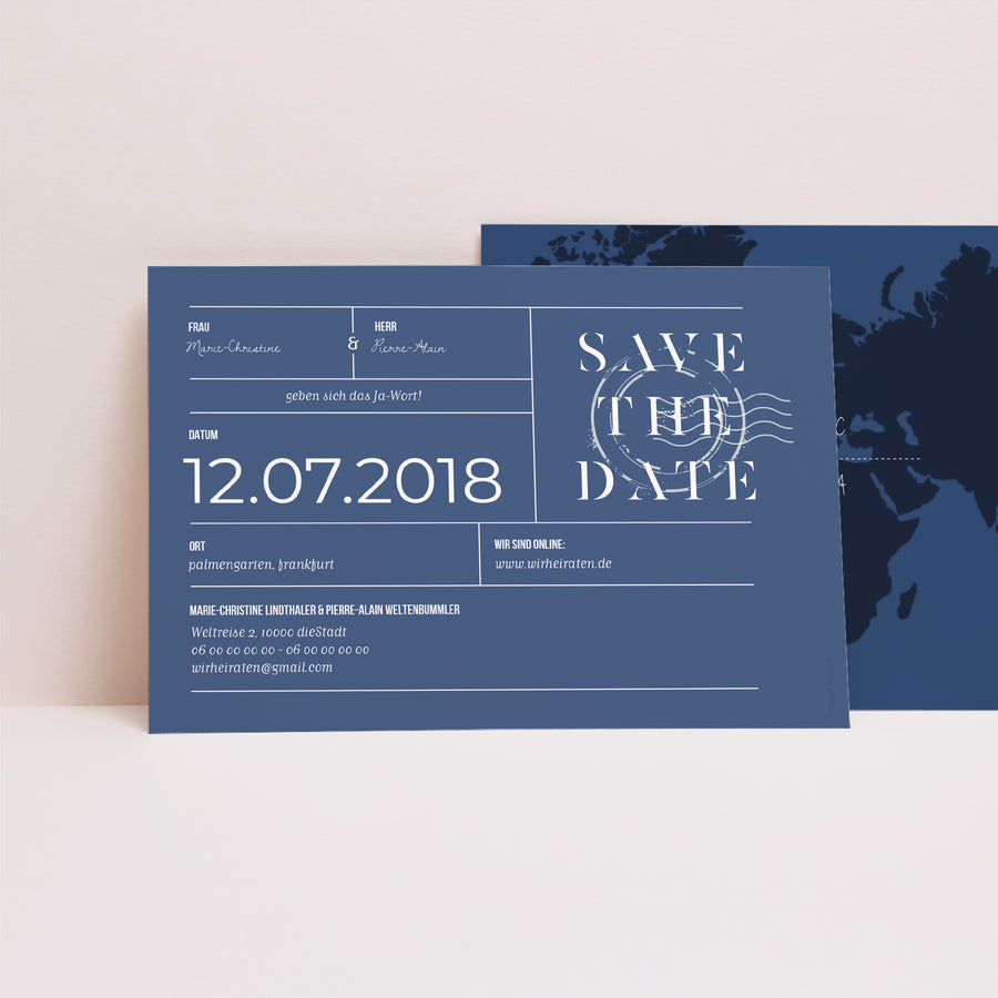 Save the date Karte Hochzeit Landschaft Blue Wedding Pass foto