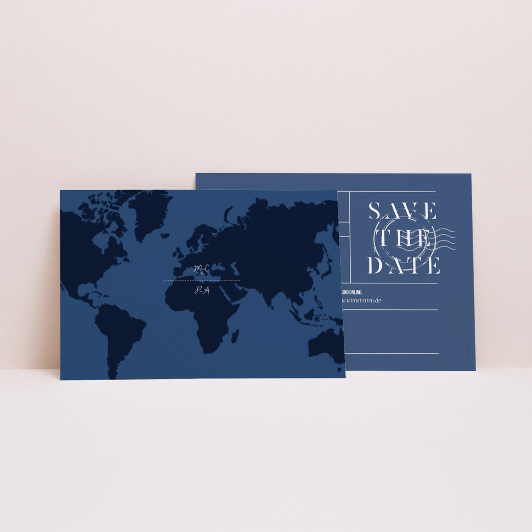 Save the date Karte Hochzeit Landschaft Blue Wedding Pass foto N° 2