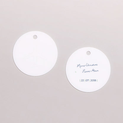 Vorgelochtes Etikett Hochzeit Runde Blue Wedding Pass foto N° 1
