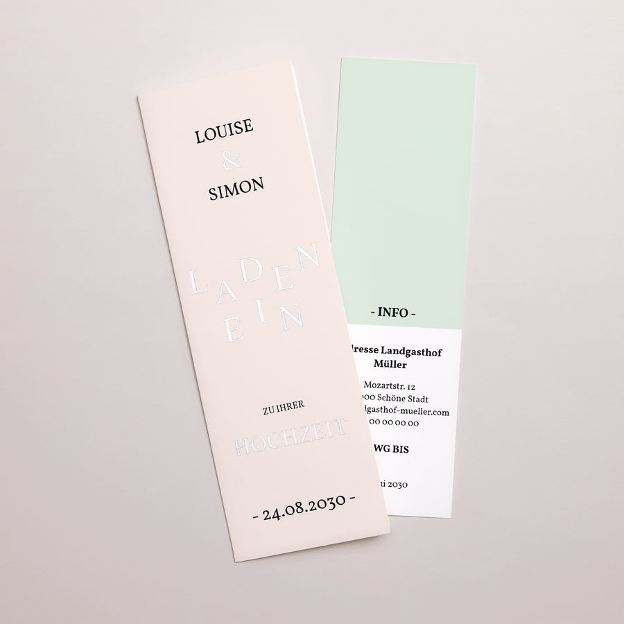 Hochzeitseinladung Fotoautomaten Lesezeichen Kraft & Farbe foto