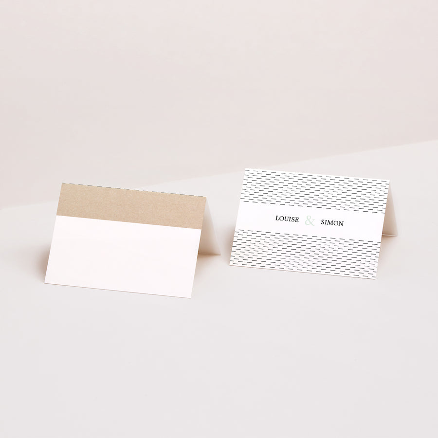 Tischkarten Hochzeit Quer Kraft & Farbe foto