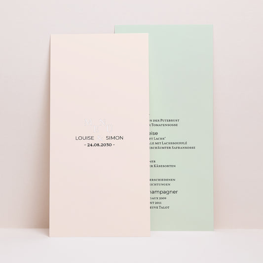 Menükarte Hochzeit Panoramatisches Porträt Kraft & Farbe foto