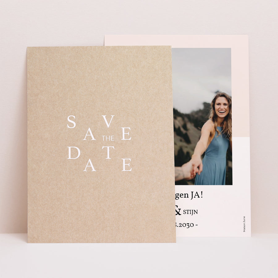 Save the date Karte Hochzeit Porträt Kraft & Farbe foto