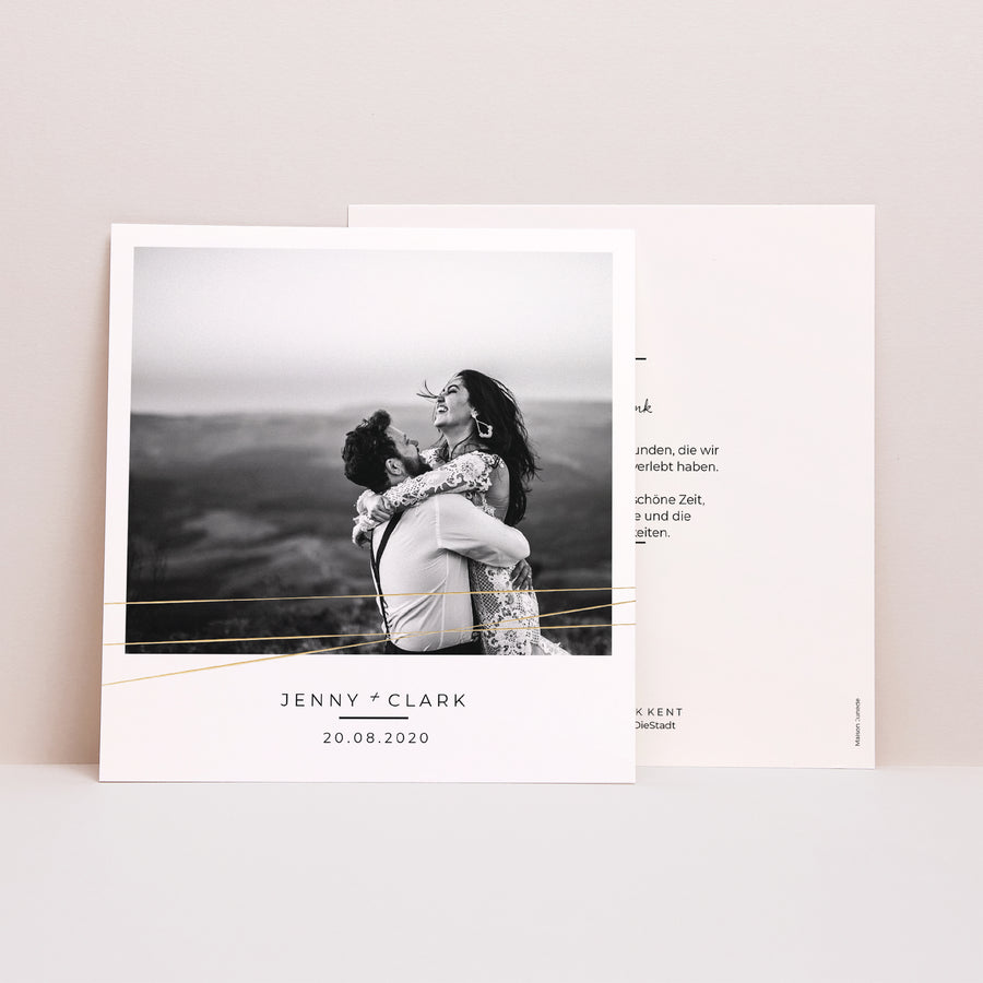 Dankeskarte Hochzeit Quadrat Minimalistischer Chic foto