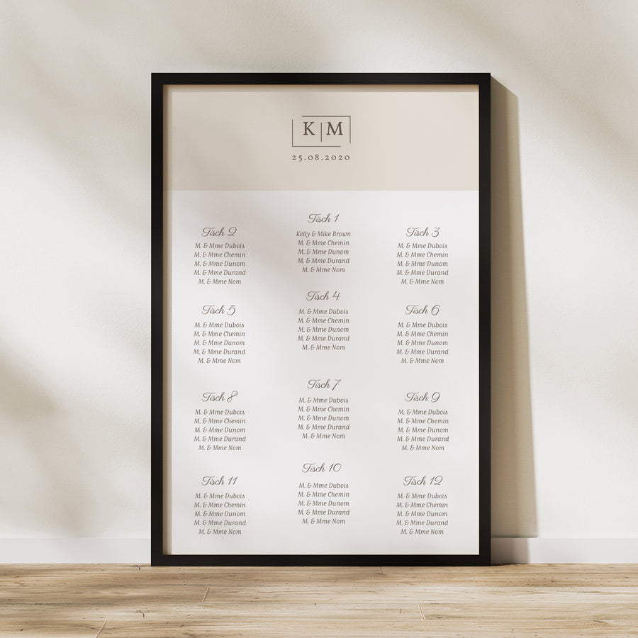 Sitzplan Hochzeit Porträt 60 x 90 cm Modern Nude foto