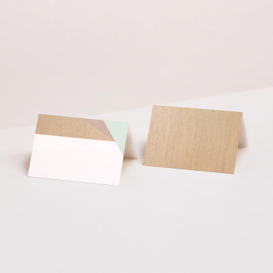 Tischkarten Hochzeit Quer Holz & Pastell foto