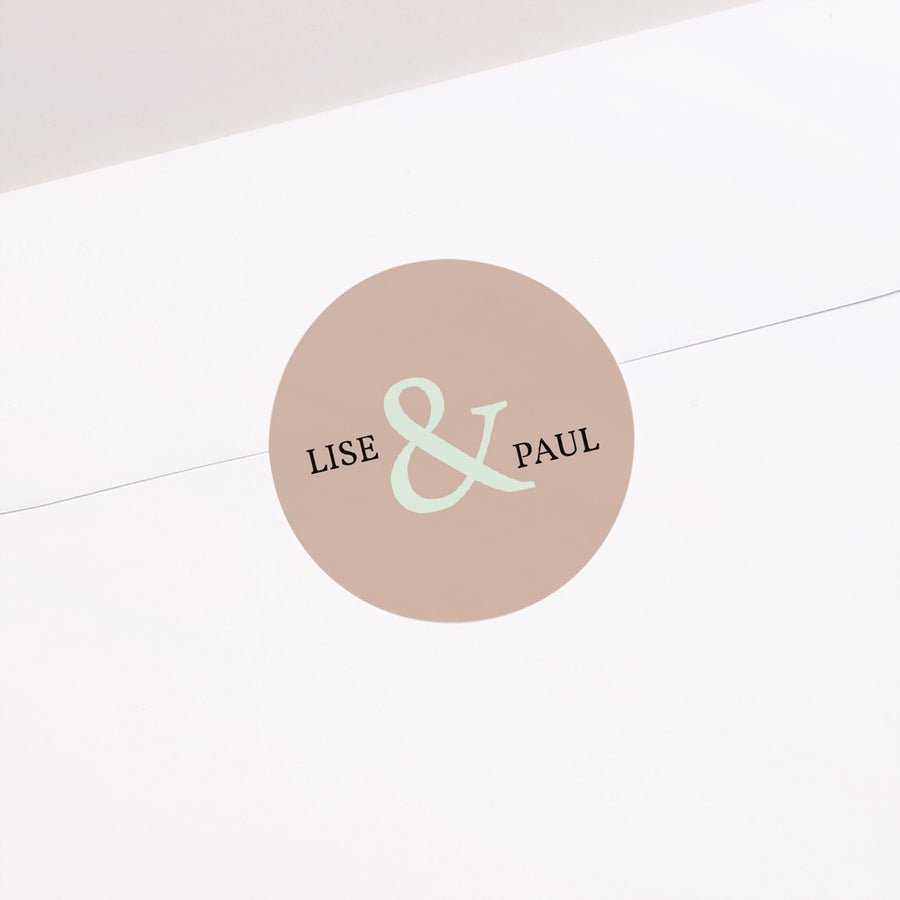 Sticker Hochzeit Rund Holz & Pastell foto