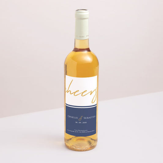 Flaschenetikett Hochzeit Porträt Marinière or bleu foto