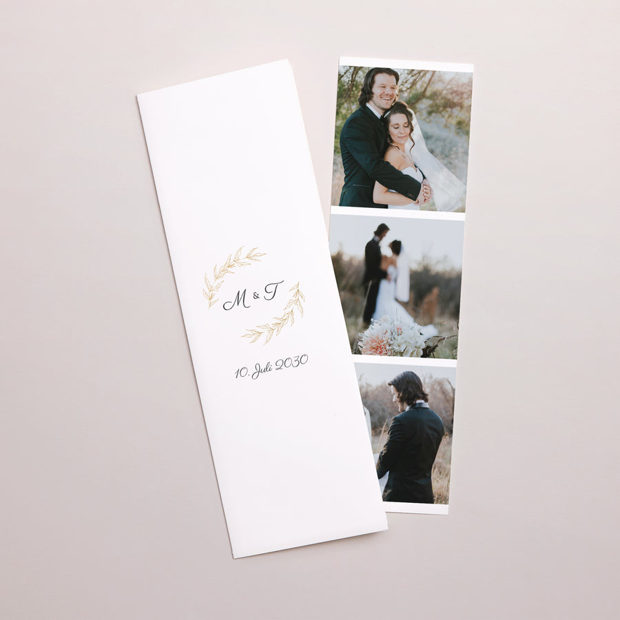Dankeskarte Hochzeit Fotoautomaten Lesezeichen Minimalvegetarisch foto
