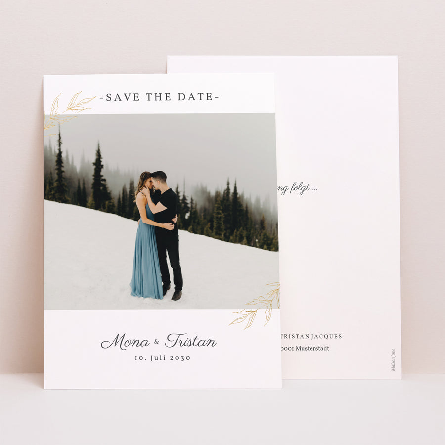 Save the date Karte Hochzeit Porträt Minimalvegetarisch foto