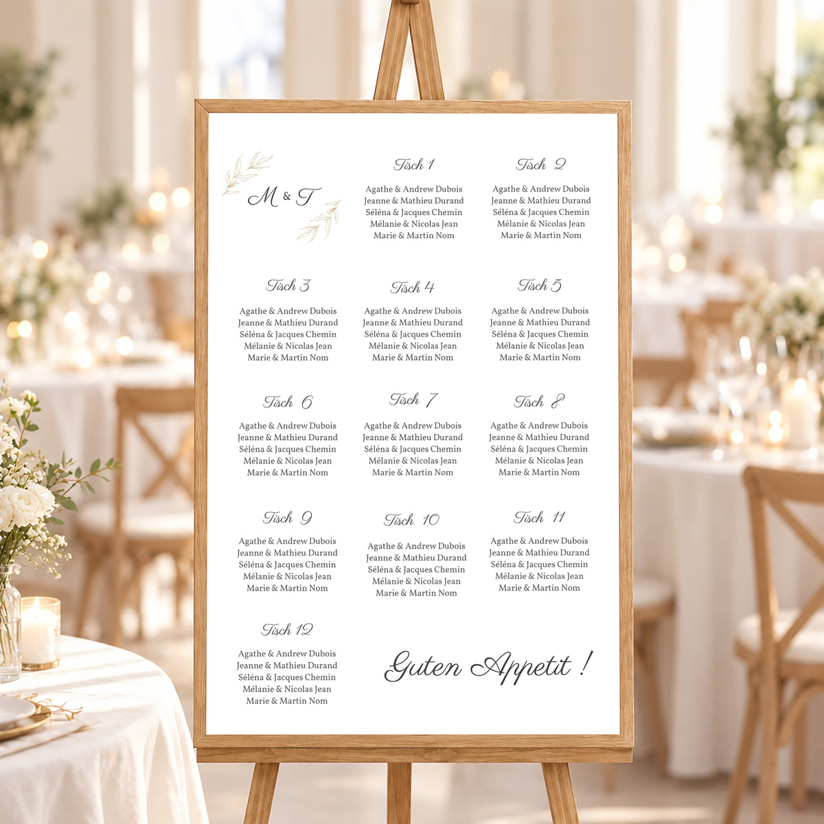 Sitzplan Hochzeit Porträt 60 x 90 cm Minimalvegetarisch foto N° 1