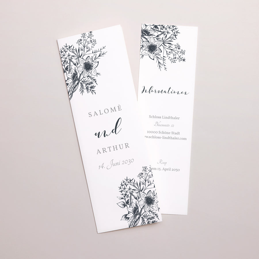 Hochzeitseinladung Fotoautomaten Lesezeichen Florale Skizze foto