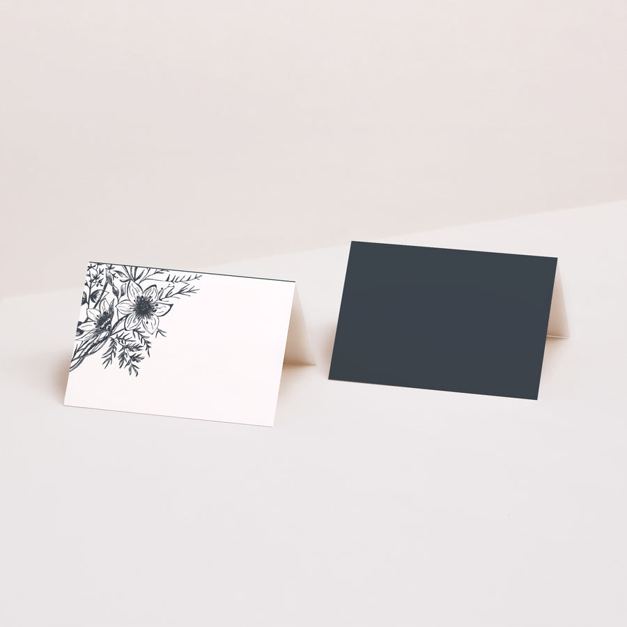 Tischkarten Hochzeit Quer Florale Skizze foto
