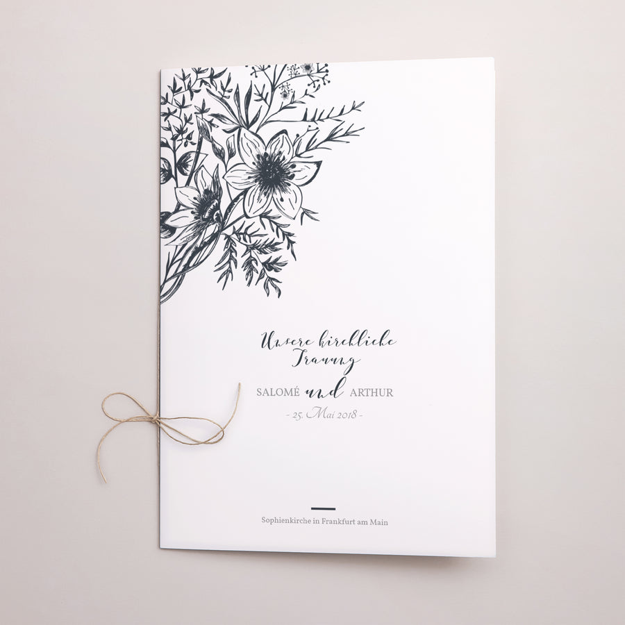 Kirchenheft Hochzeit Doppelflügel Florale Skizze foto