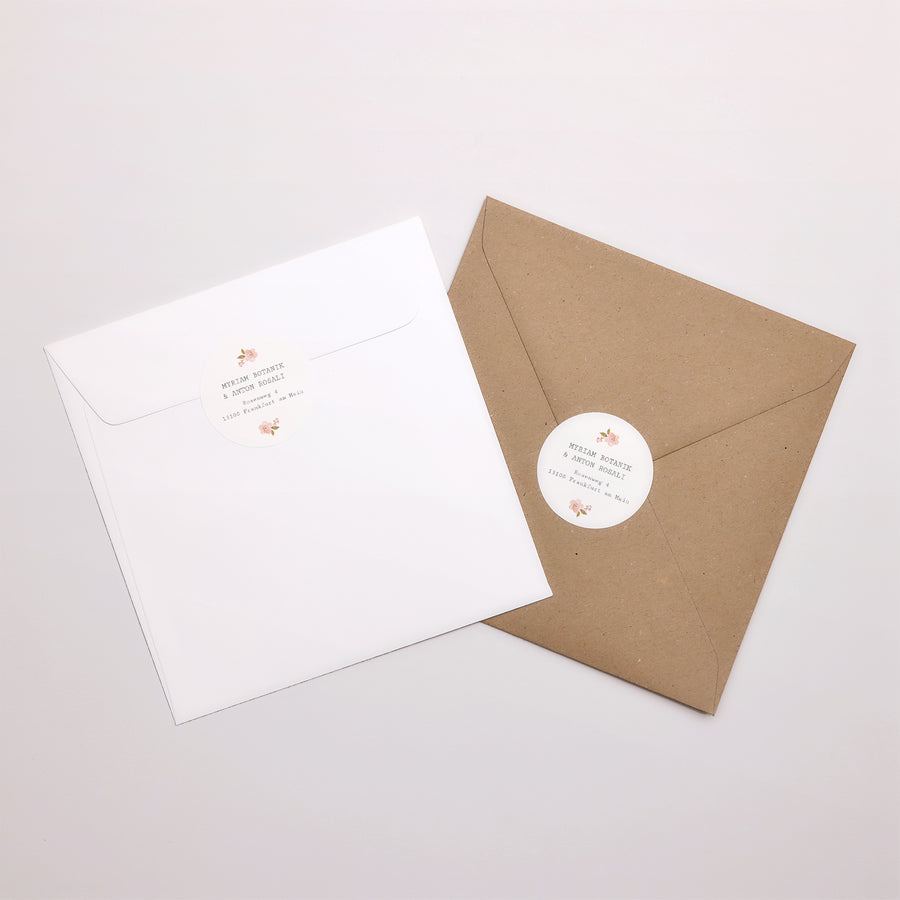 Sticker Hochzeit Rund Botanische Rose foto