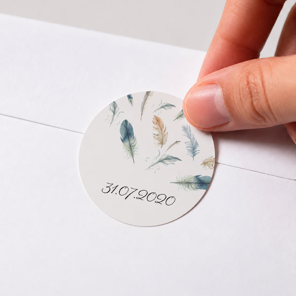 Sticker Geburt Rund Federn Aquarell foto