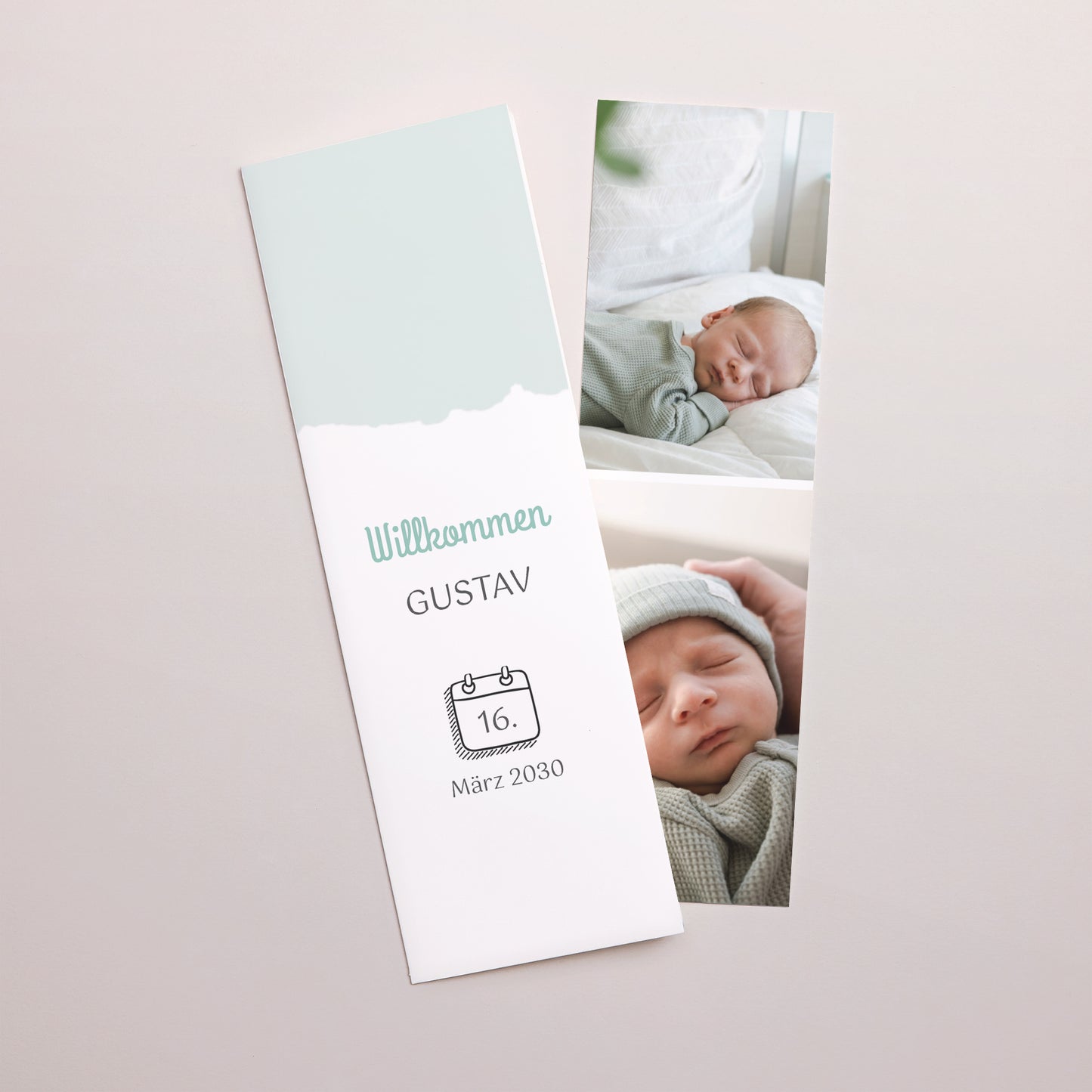 Geburtskarte Fotoautomaten Lesezeichen Pfefferminze foto N° 1