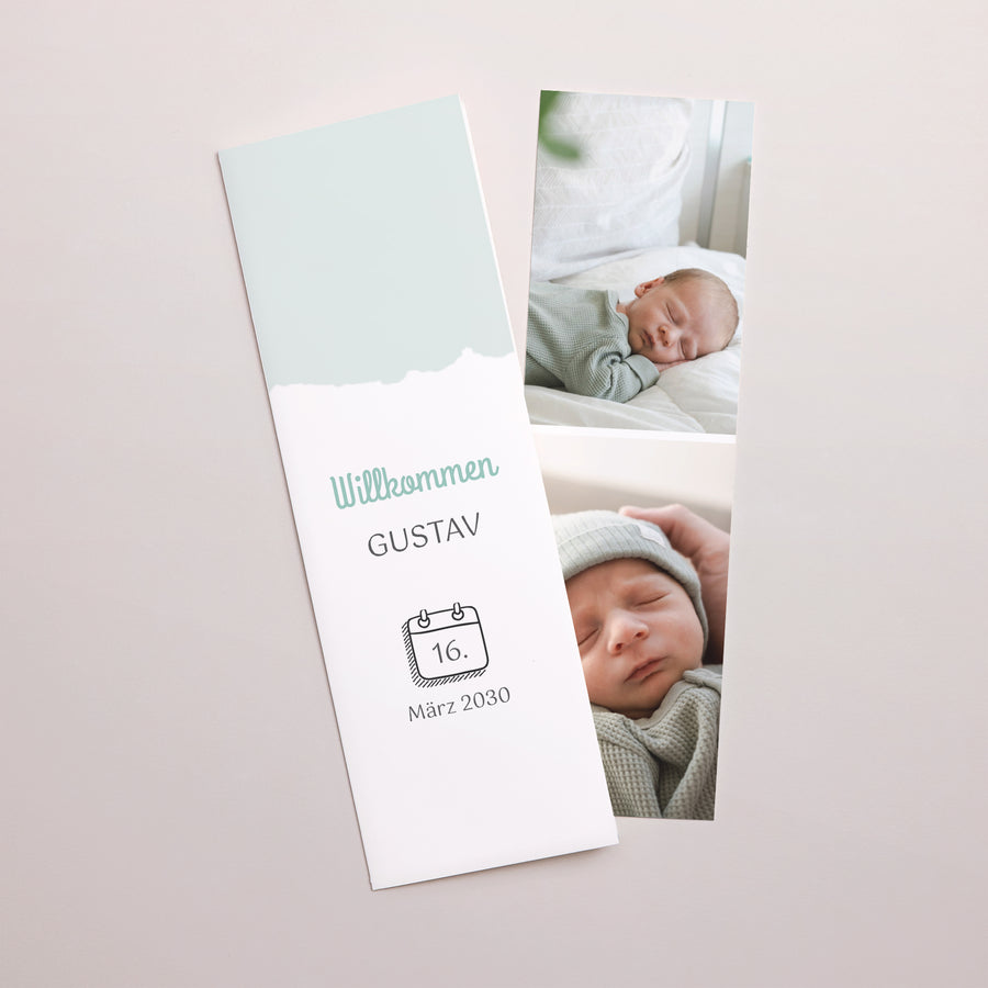 Geburtskarte Fotoautomaten Lesezeichen Pfefferminze foto