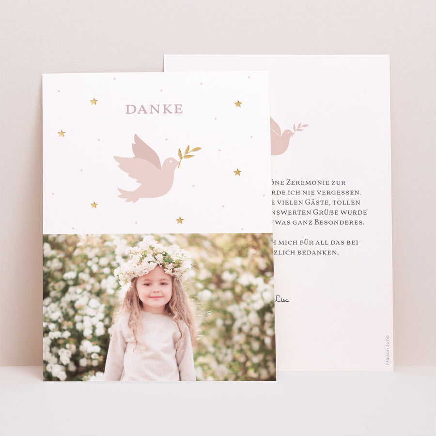 Dankeskarte Kommunion Porträt Holy Spirit Rose foto