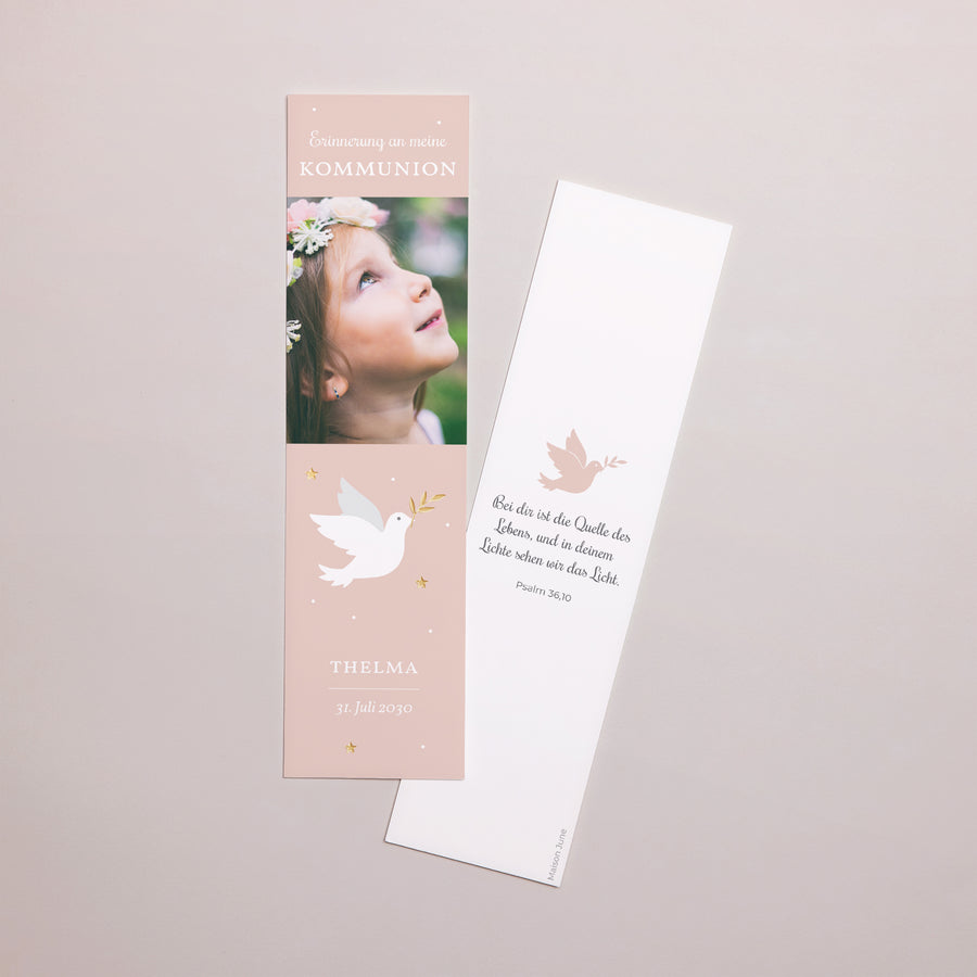 Lesezeichen Kommunion Lesezeichen Holy Spirit Rose foto