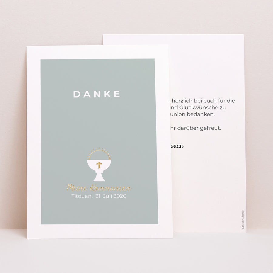 Dankeskarte Kommunion Porträt Ziborium foto