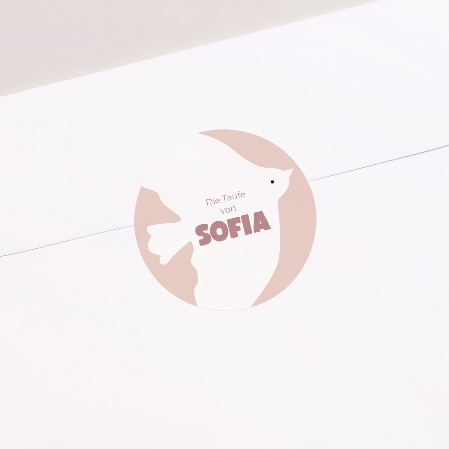 Sticker Taufe Rund Rosa Taube foto N° 1