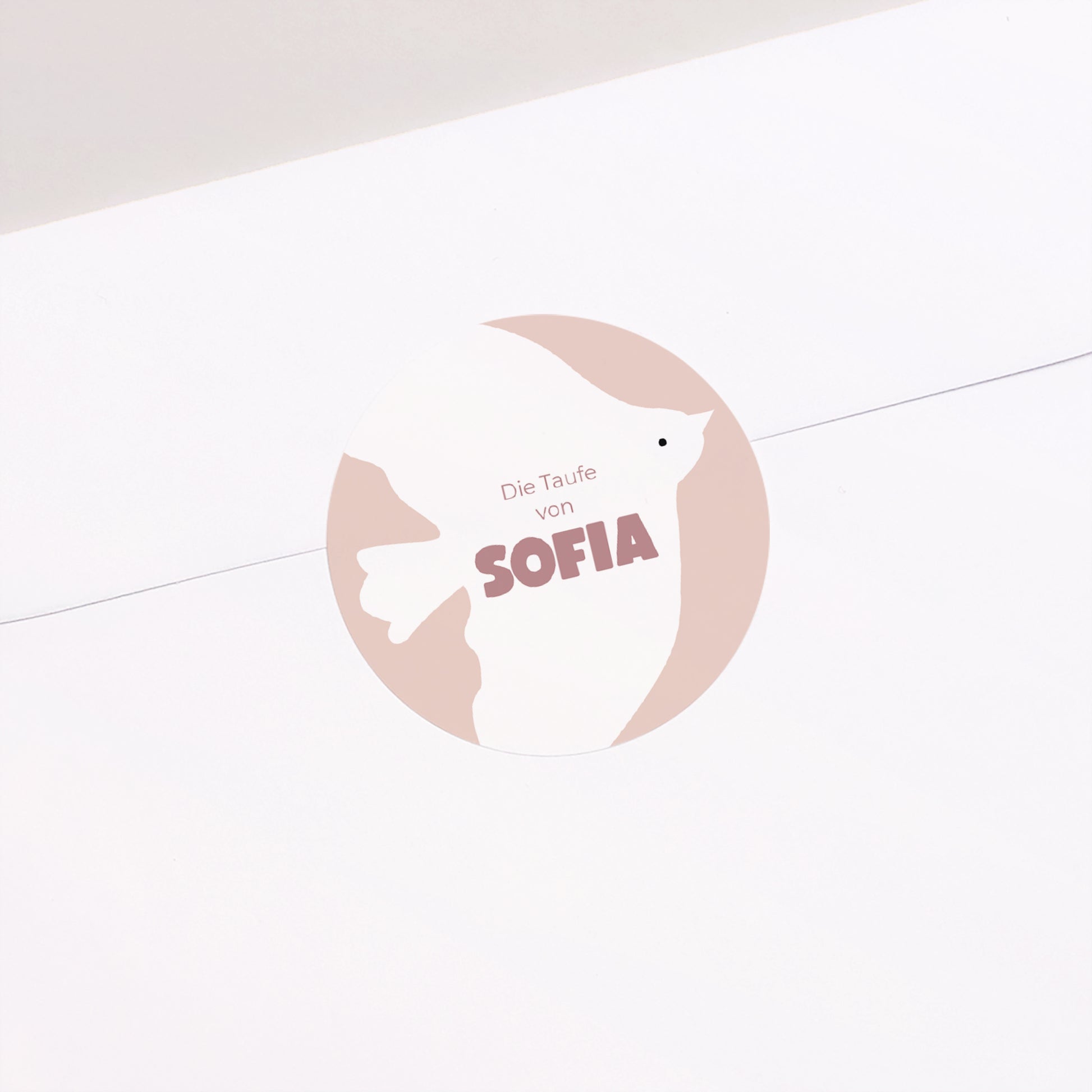 Sticker Taufe Rund Rosa Taube foto N° 1