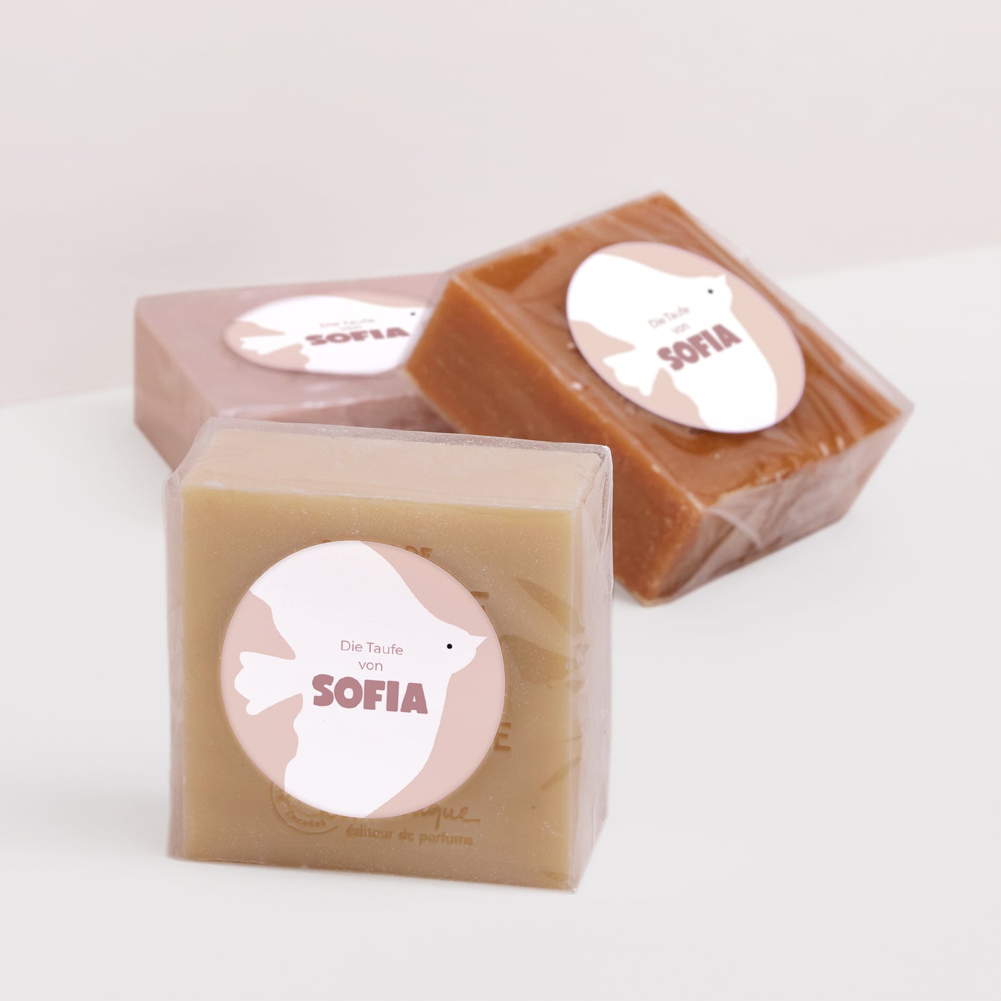 Sticker Taufe Rund Rosa Taube foto N° 2