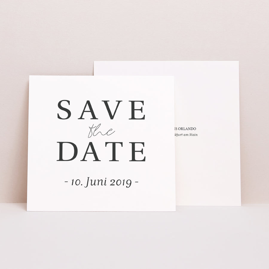 Save the date Karte Hochzeit Quadrat Typografisches Quadrat foto