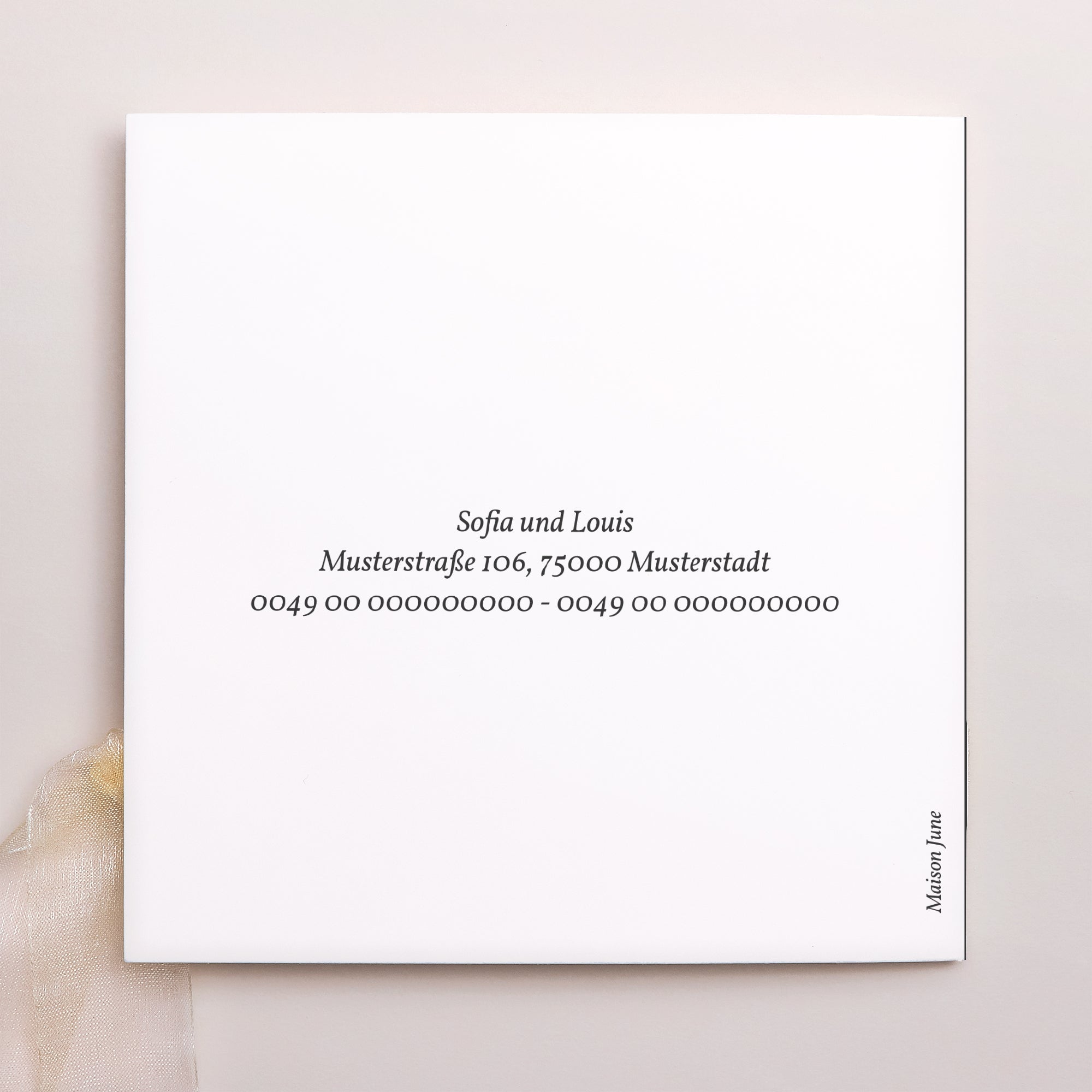 Hochzeitseinladung Quadratische Hülle, 3 Karten, Etikett Typografisches Quadrat foto N° 4