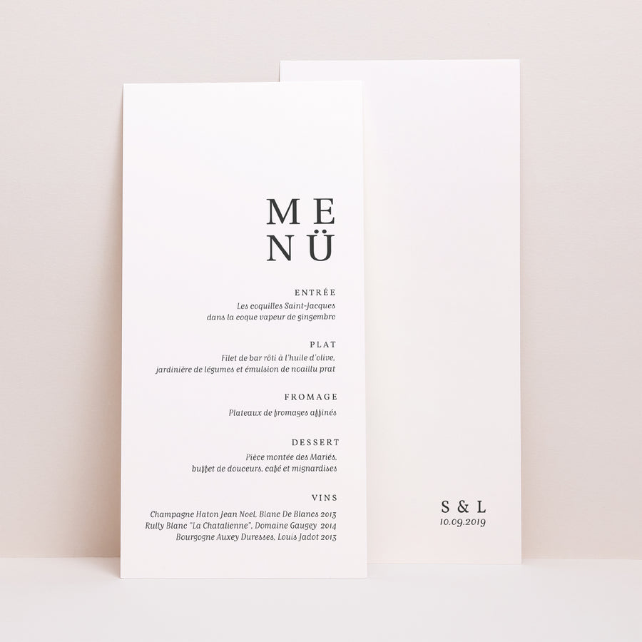 Menükarte Hochzeit Panoramatisches Porträt Typografisches Quadrat foto