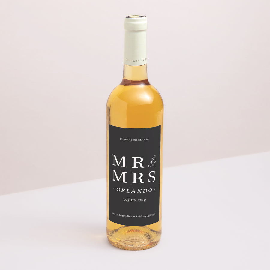 Flaschenetikett Hochzeit Porträt Typografisches Quadrat foto