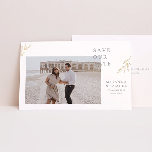 Save the date Karte Hochzeit Landschaft Minimalistische Botanik foto