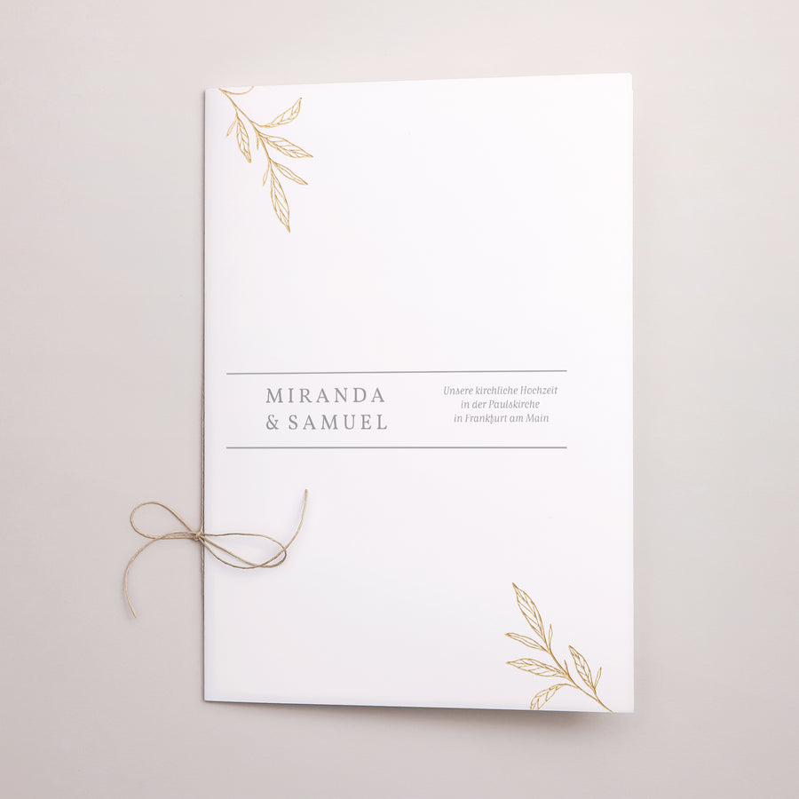 Kirchenheft Hochzeit Doppelflügel Minimalistische Botanik foto