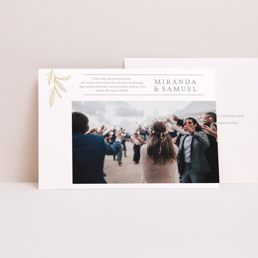 Dankeskarte Hochzeit Landschaft Minimalistische Botanik foto