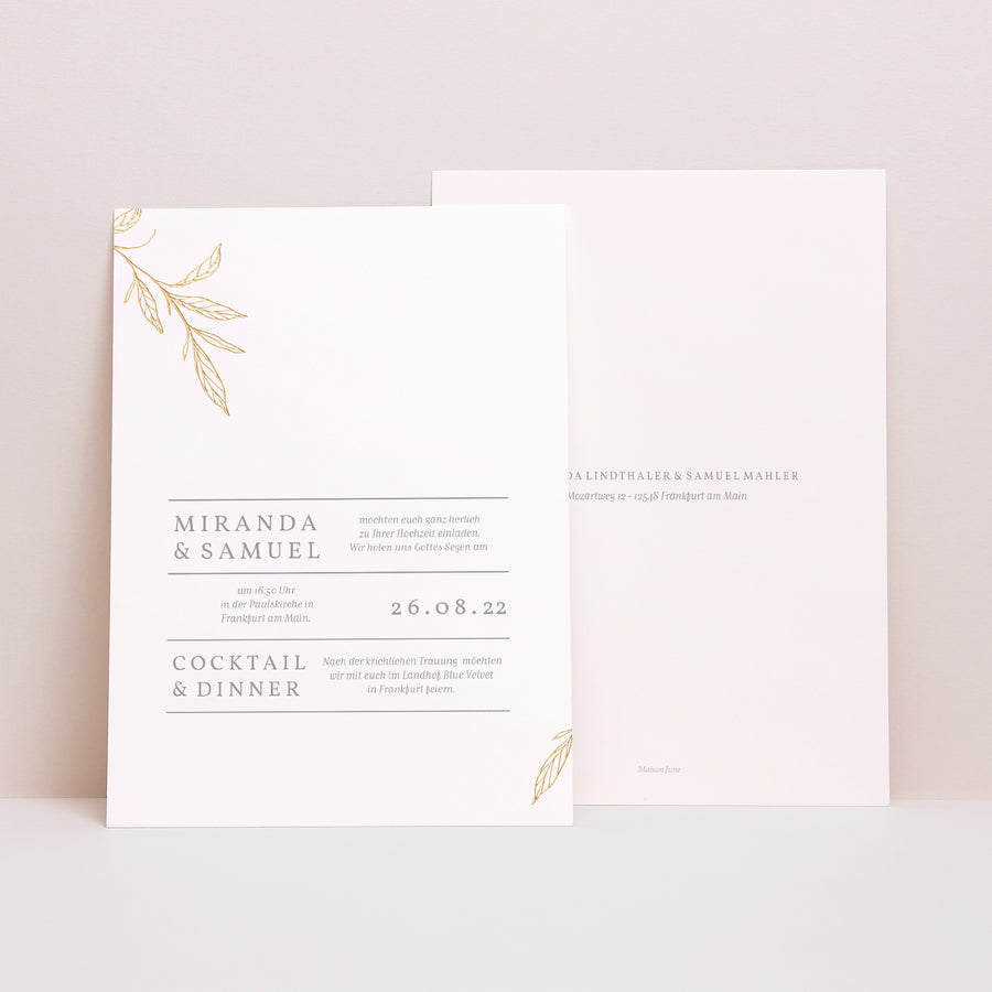 Hochzeitseinladung Minimalistische Botanik foto