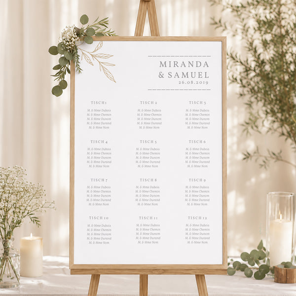 Sitzplan Hochzeit Porträt 60 x 90 cm Minimalistische Botanik foto