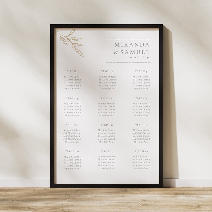 Sitzplan Hochzeit Porträt 60 x 90 cm Minimalistische Botanik foto