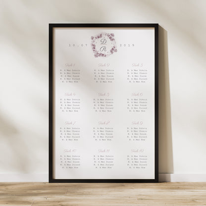 Sitzplan Hochzeit Porträt 60 x 90 cm Vintage Chic Rose foto N° 1