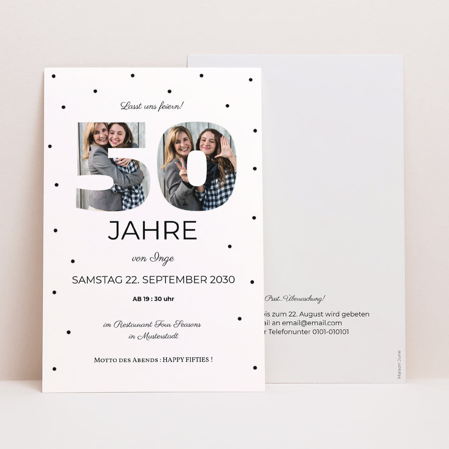 Beilegekarte Geburtstag Erwachsener PortraitPorträt Zahl 50+ foto