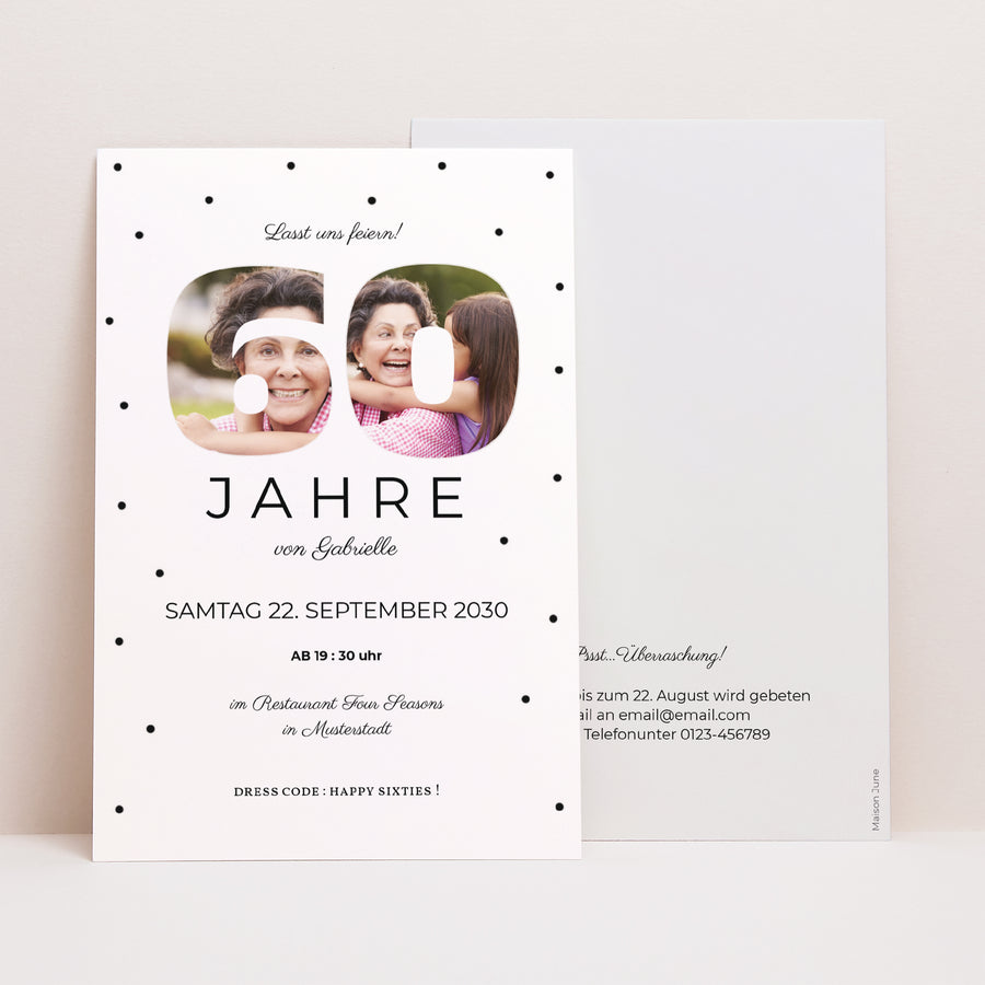 Beilegekarte Geburtstag Erwachsener PortraitPorträt Ziffer 60 foto