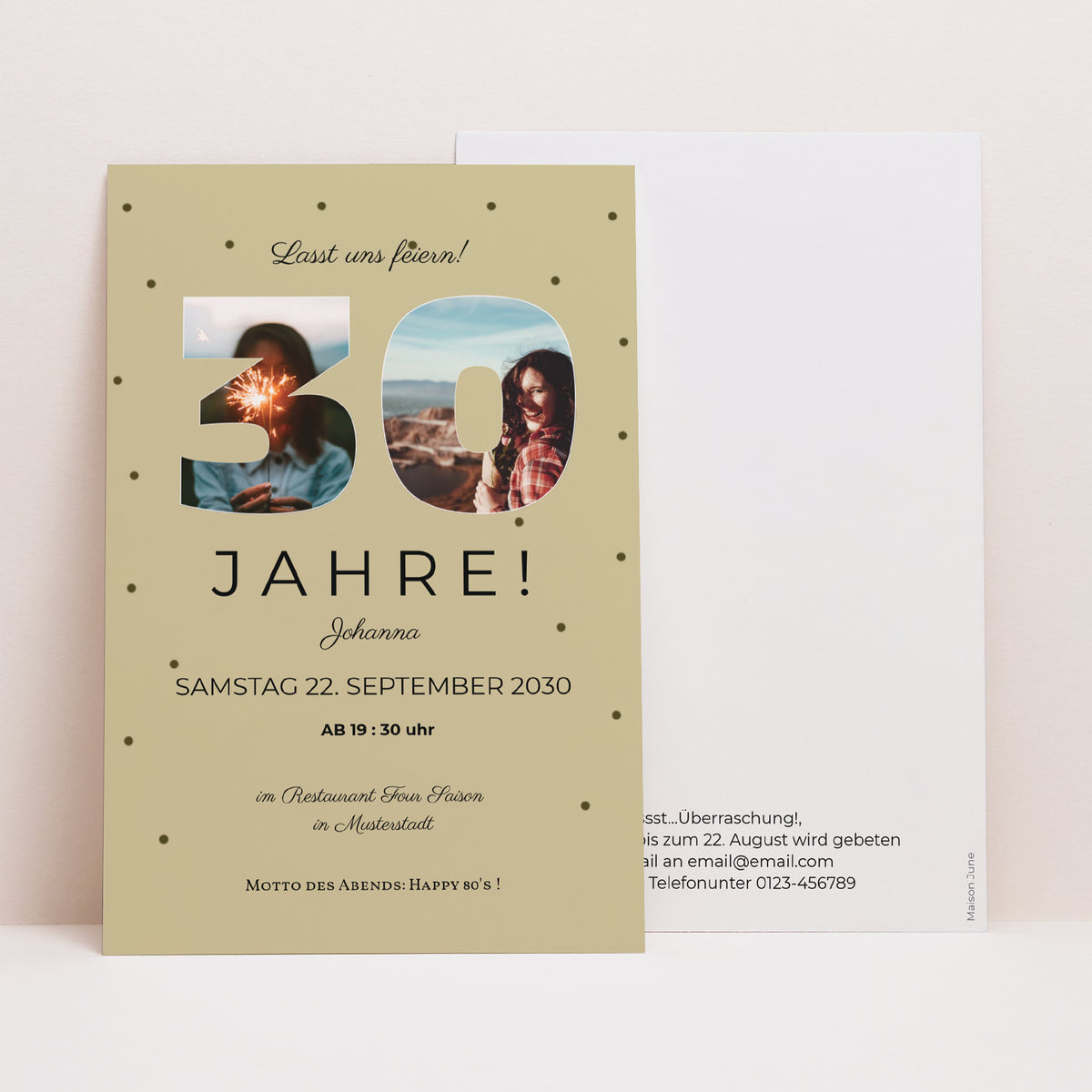 Einladungskarte Geburtstag PortraitPorträt Zahl 30 foto
