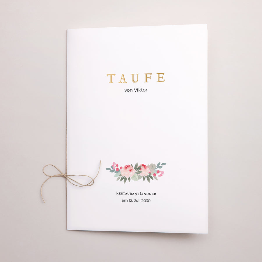 Kirchenheft Taufe Doppelflügel Taufblumen foto