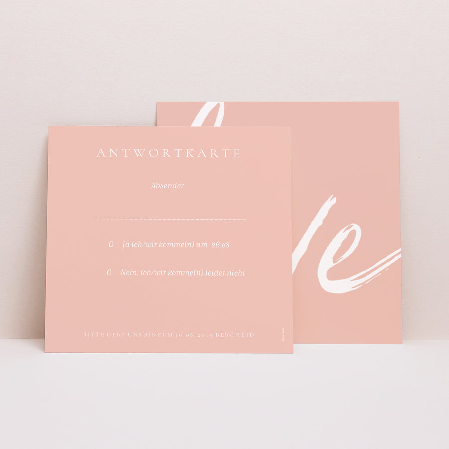 Antwortkarte Hochzeit Quadrat Minimalistische Nuancen foto