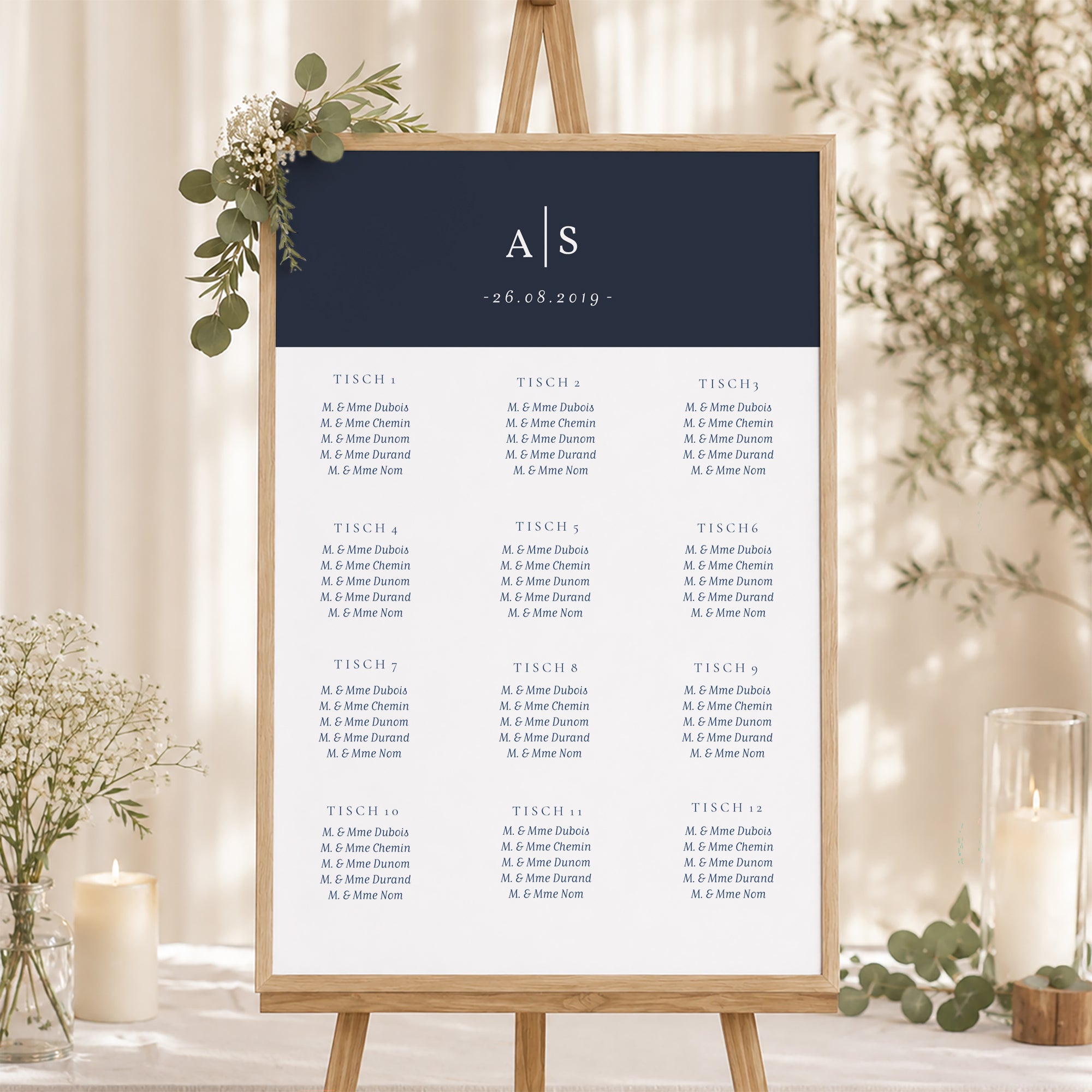 Sitzplan Hochzeit Porträt 60 x 90 cm Minimalistische Nuancen foto N° 1