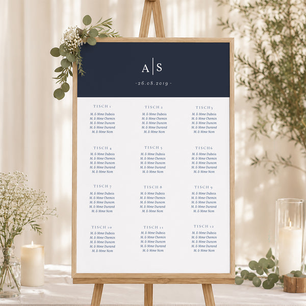 Sitzplan Hochzeit Porträt 60 x 90 cm Minimalistische Nuancen foto